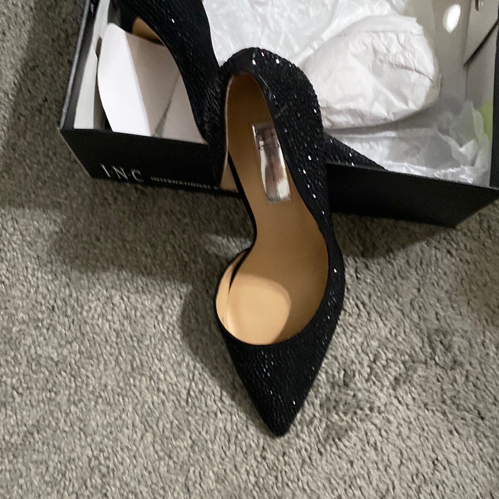 Gently worn Black INC studded 7.5 high heels. Heel height is 3 to 3.5 in inches.